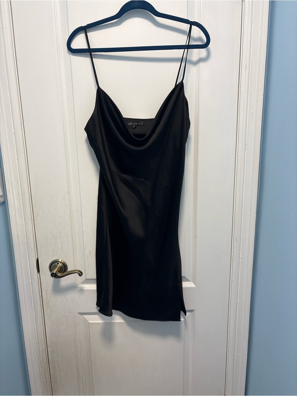 Dynamite Black Satin Cowl Neck Slip
